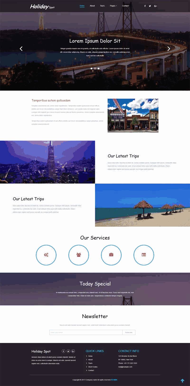 黑色假日旅游服务公司自适应手机网站WordPress模板演示图