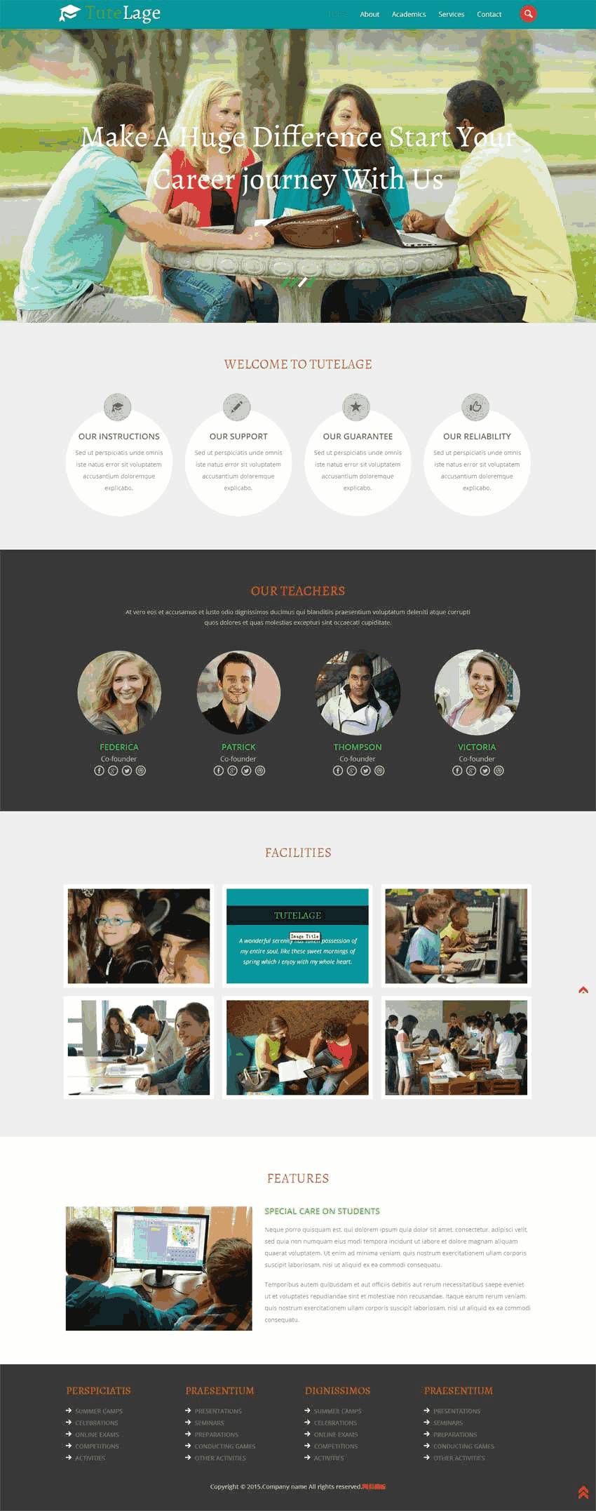 国外学校教育培训网站带手机端WordPress模板演示图