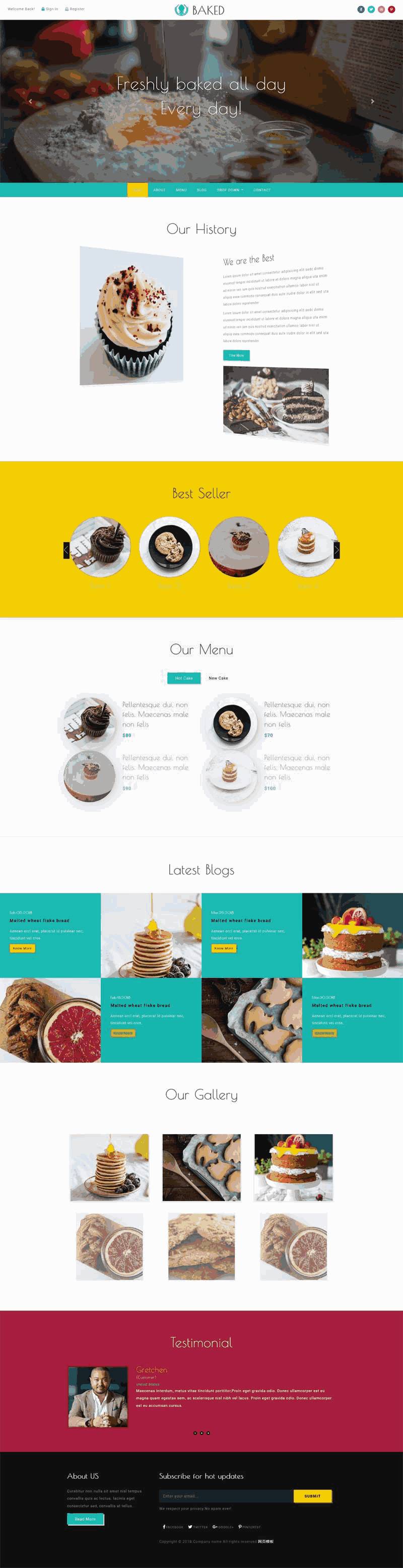宽屏的甜品咖啡店网站制作_网站建设模板演示图