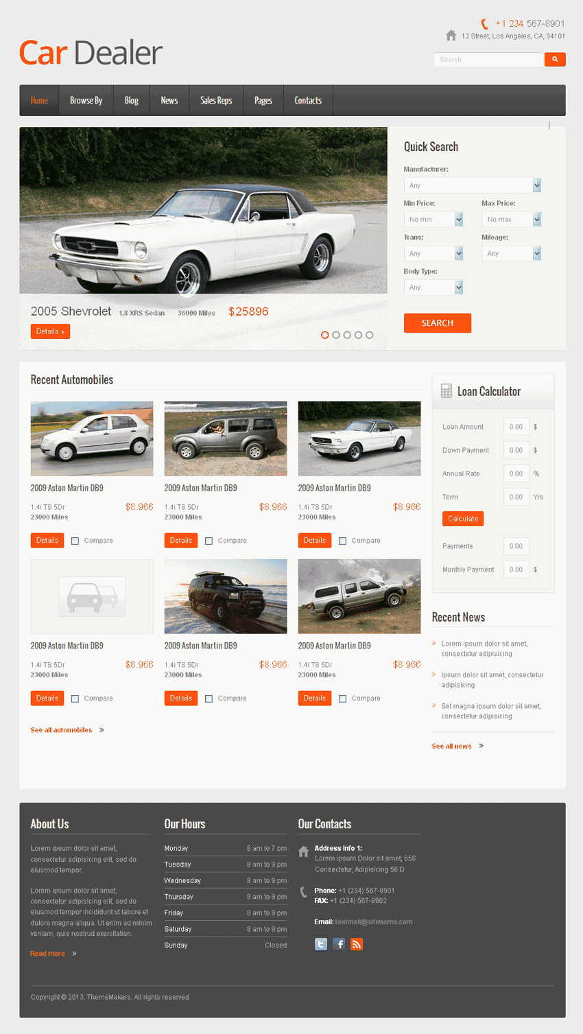 简洁国外商务汽车销售WordPress网站主题模板演示图