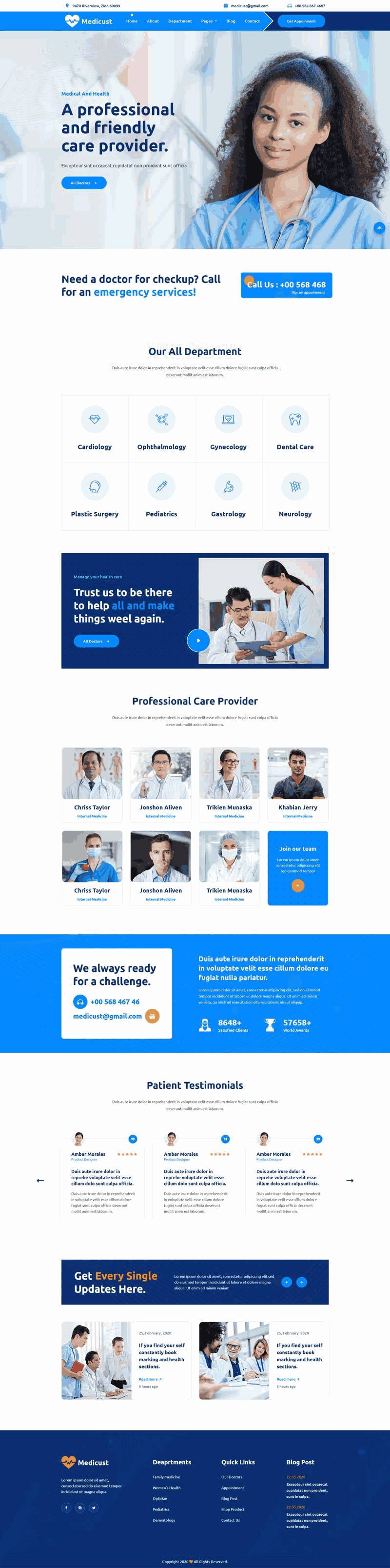 蓝色健康医疗服务机构Wordpress模板主题