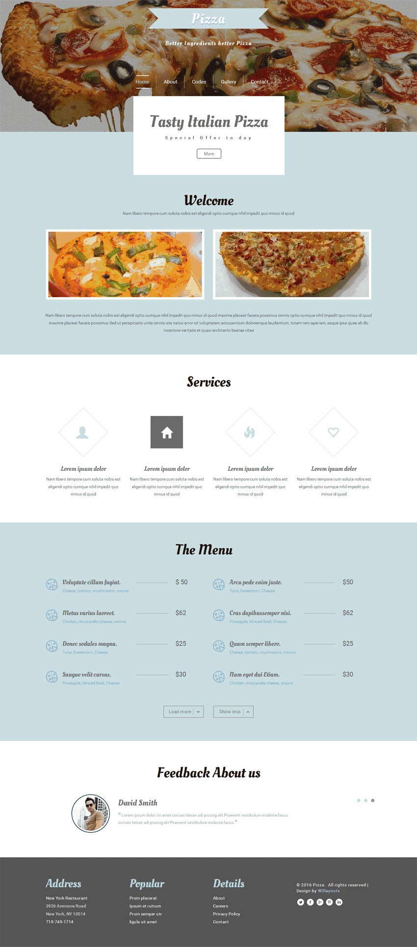 国外餐饮美食披萨网站WordPress模板含手机站演示图