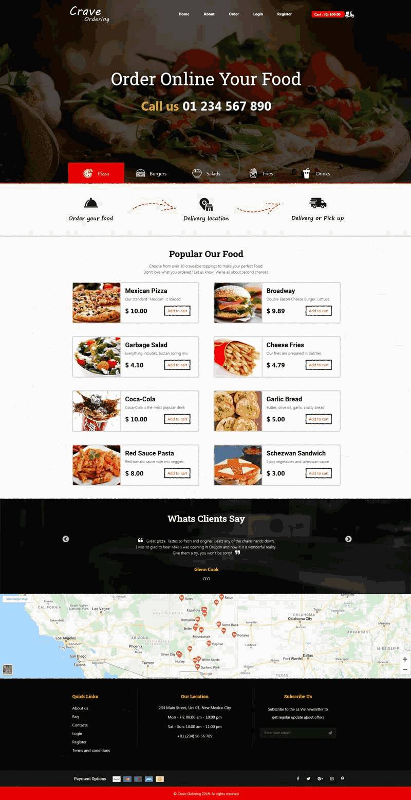 在线披萨订餐外卖网站带手机端WordPress模板演示图