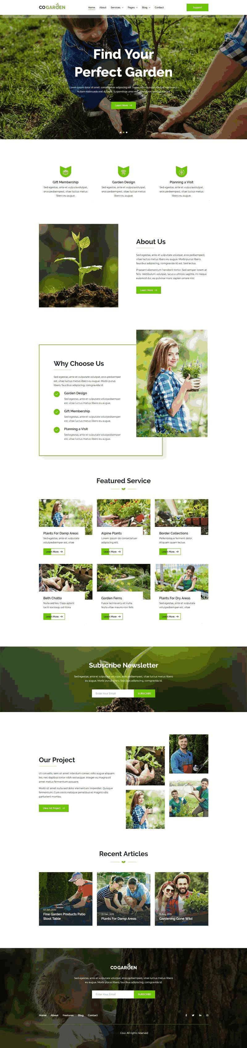 园林绿化种植公司网站制作_网站建设模板演示图