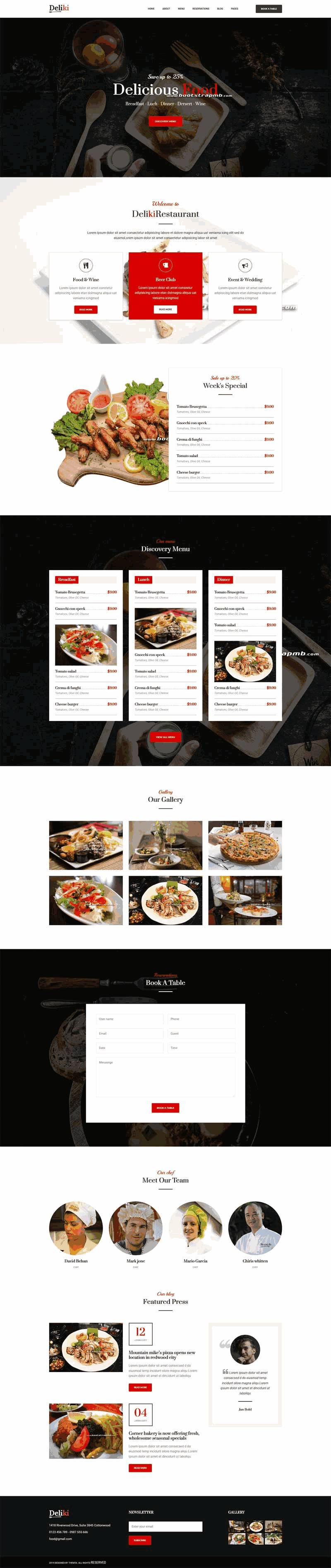 大气餐饮美食bootstrap设计网站制作_网站建设模板演示图