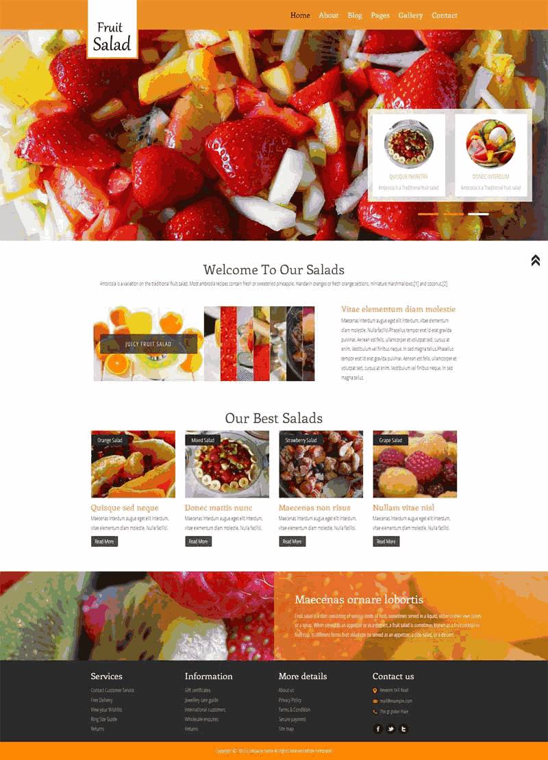 橙色的水果甜品店网站制作_网站建设模板演示图