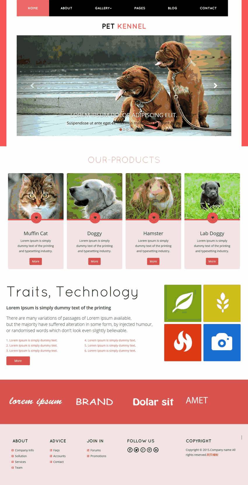 粉色可爱猫狗宠物宠物店WordPress模板主题演示图
