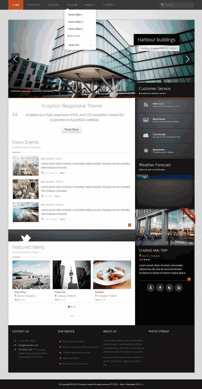 html5bootstrap旅游美食网站制作_网站建设模板演示图