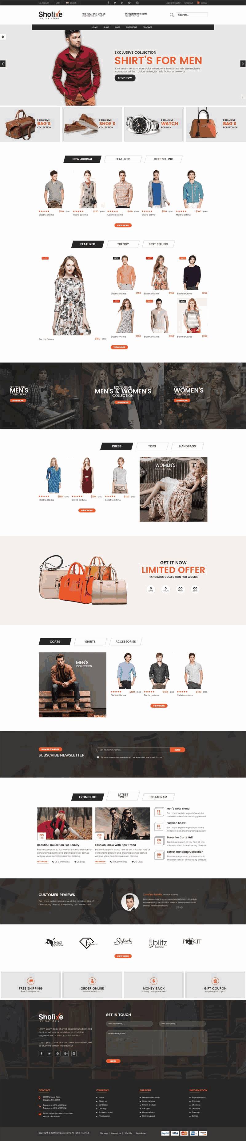 黑色时尚品牌服装箱包购物商城WordPress网站主题模板演示图