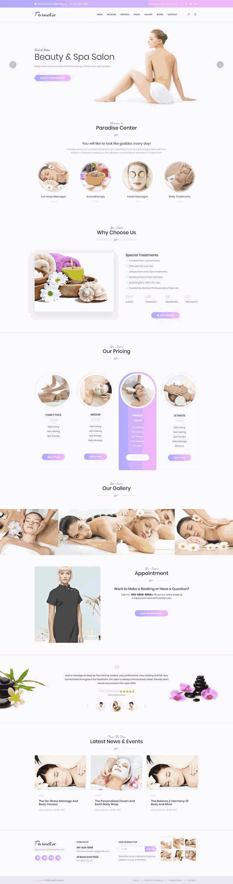 紫色大气的女性美容spa网站制作_网站建设模板演示图