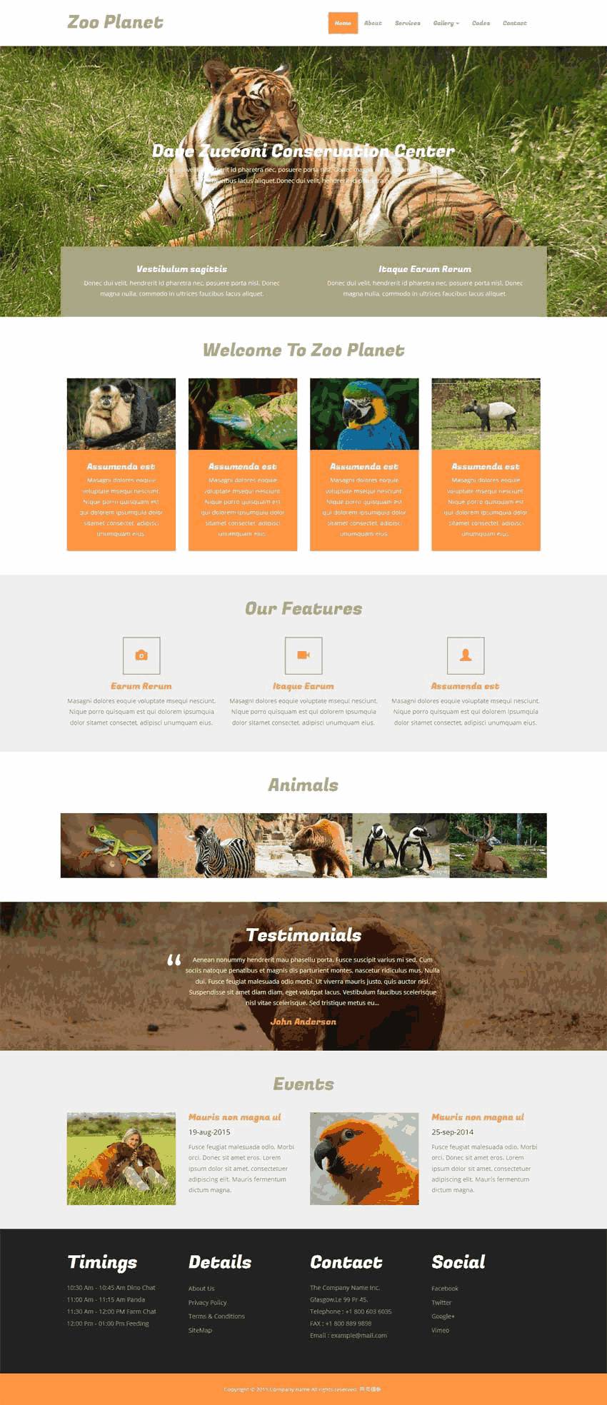 国外动物动物园Wordpress模板主题
