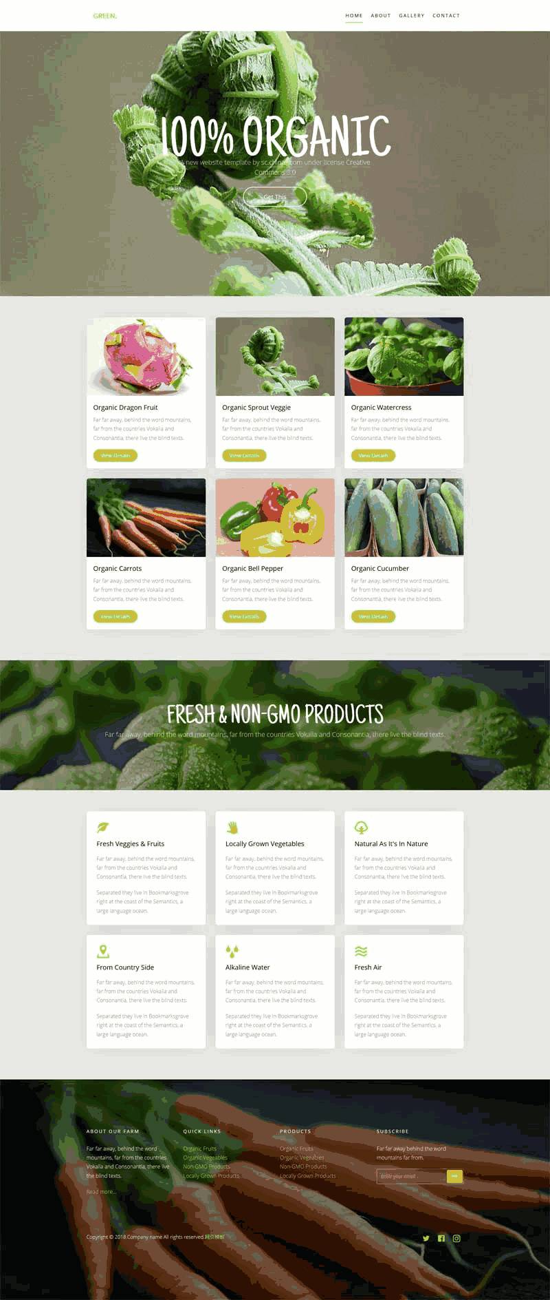 绿色有机蔬菜种植动画网站WordPress模板含手机站演示图