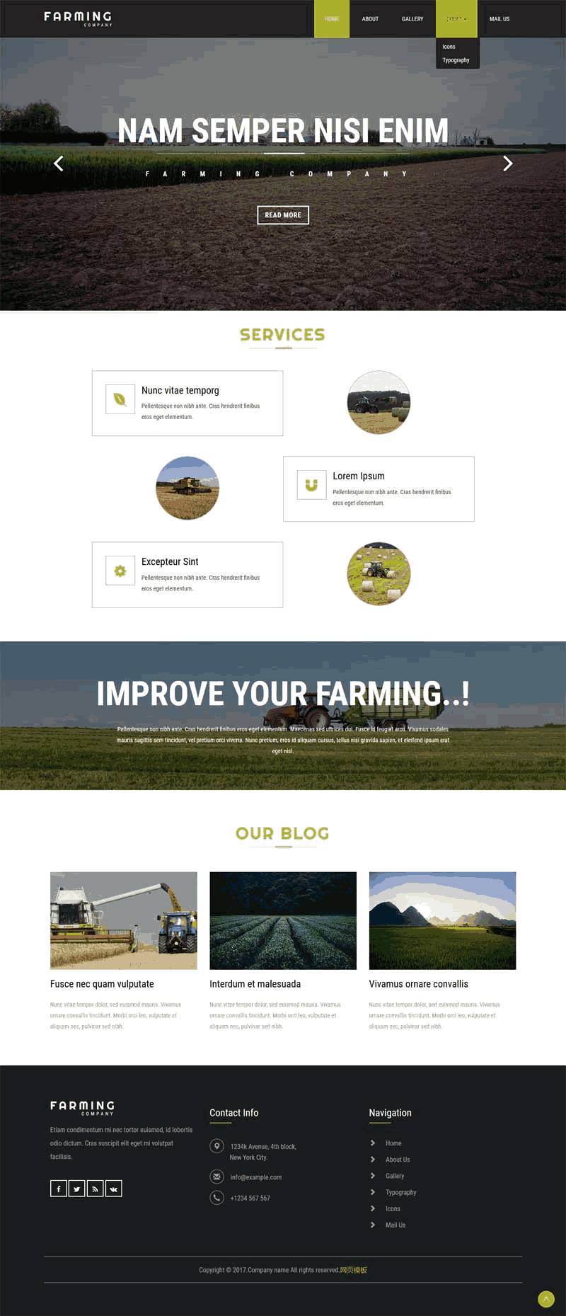 大气水稻种植农业生产WordPress网站主题模板演示图