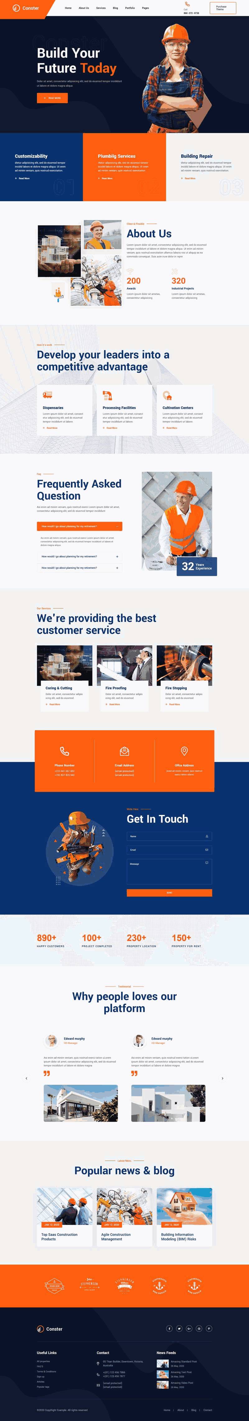 橙色工业建筑公司官网手机网站主题模板下载演示图