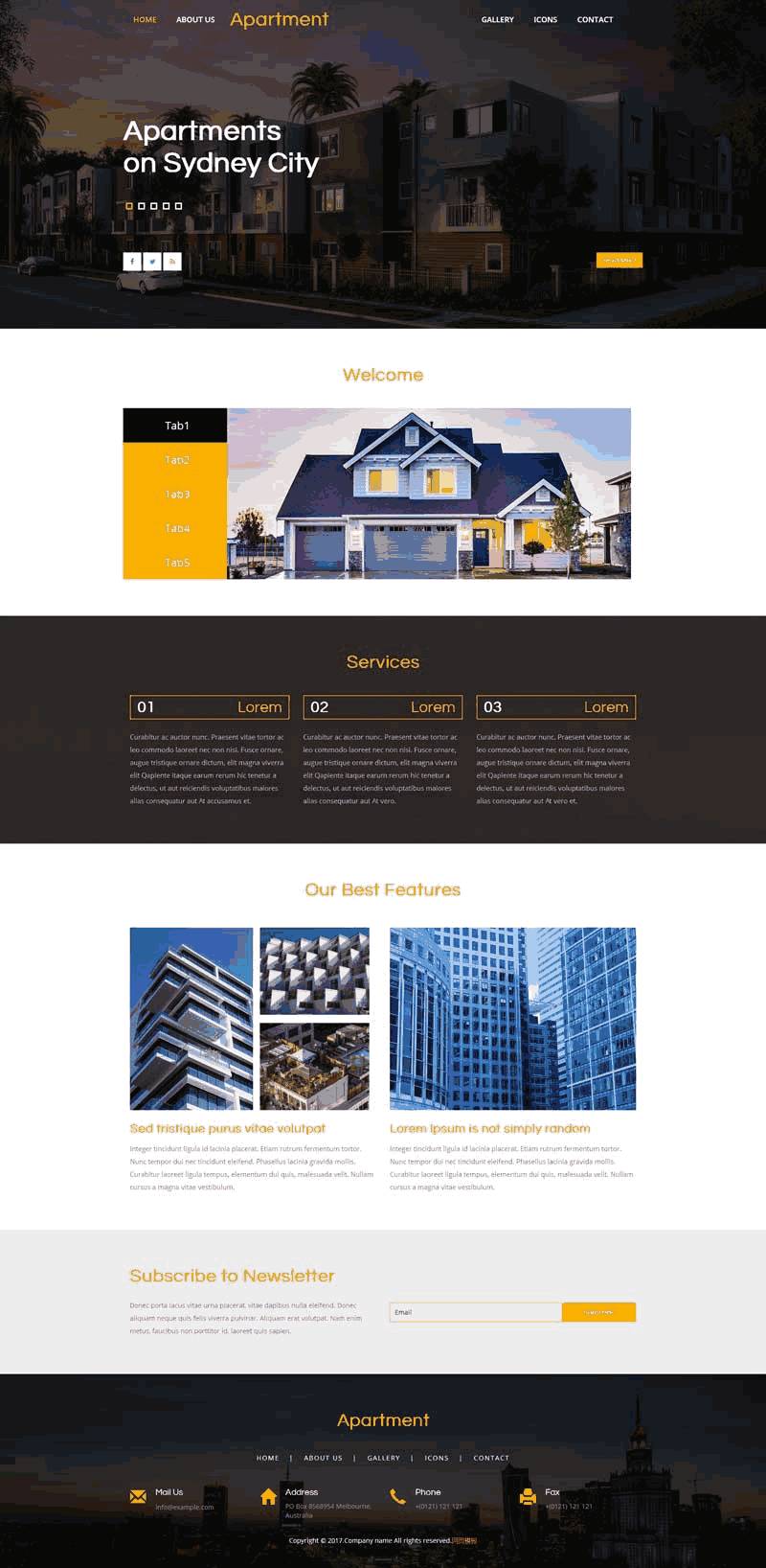 简单的房屋建筑设计展示网站制作_网站建设模板演示图