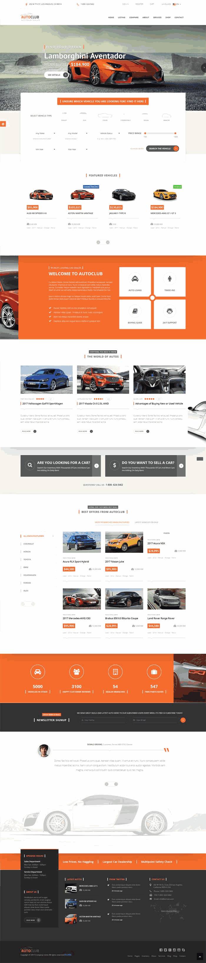 橙色大气4S店汽车销售网站模板源码下载演示图