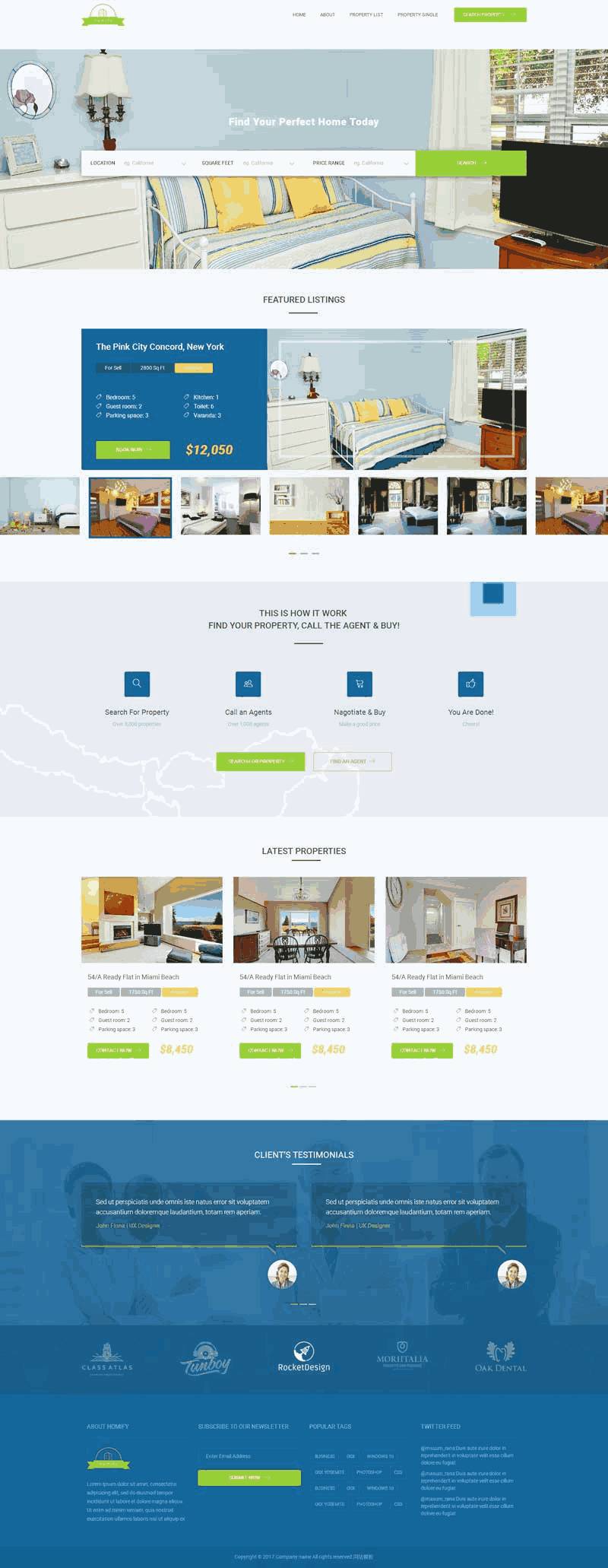绿色大气的室内家具购物网站制作_网站建设模板演示图