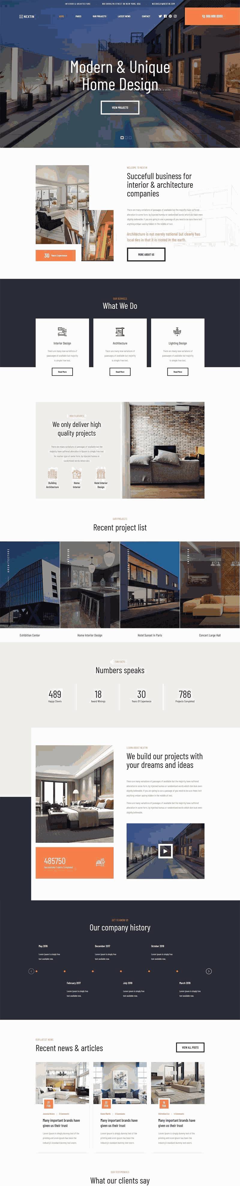 建筑室内设计公司网站WordPress模板含手机站演示图