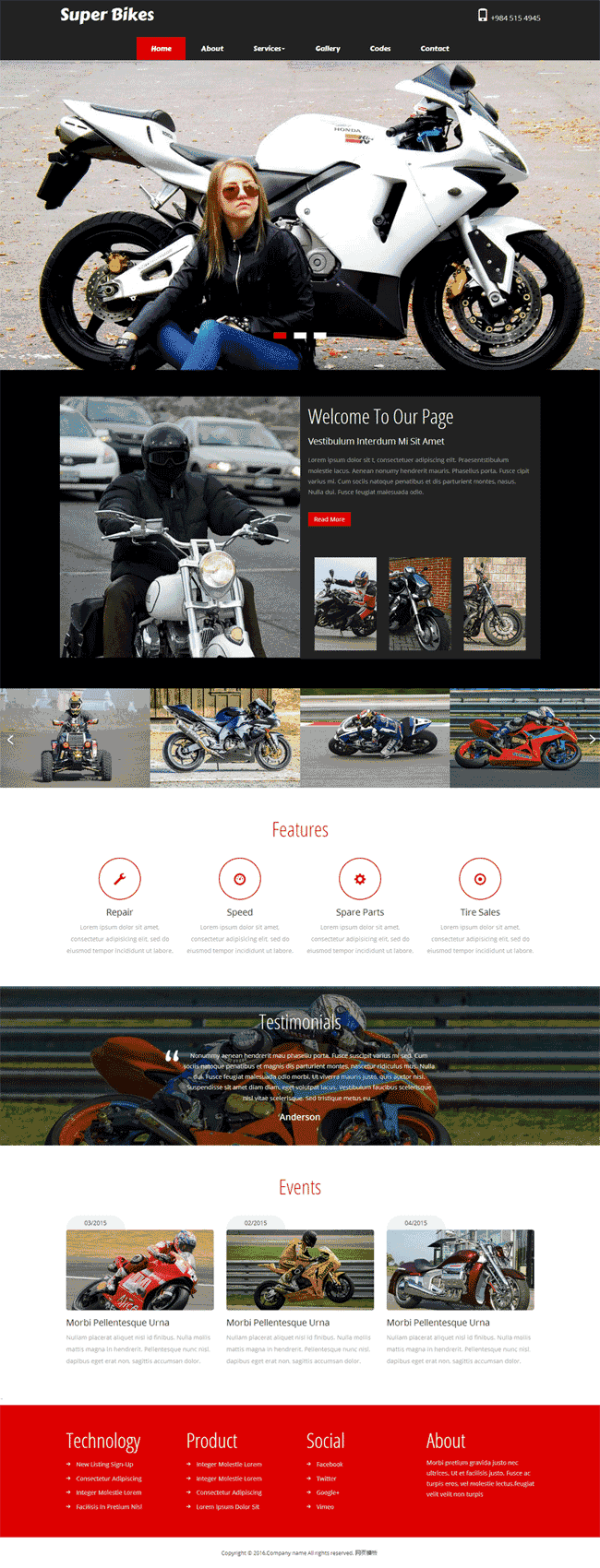 黑色的国外摩托车销售网站制作_网站建设模板演示图