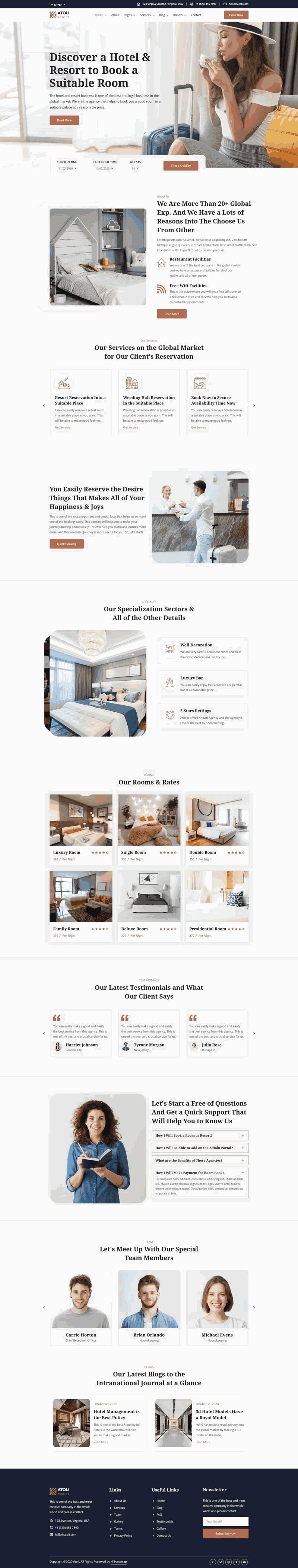 酒店预订和度假村网站WordPress模板下载演示图