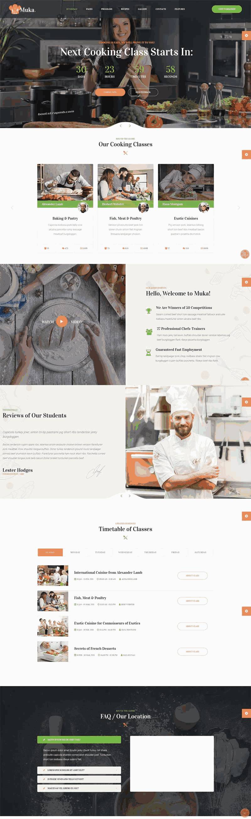 烹饪美食交流平台bootstrap手机网站含手机站WordPress模板下载演示图
