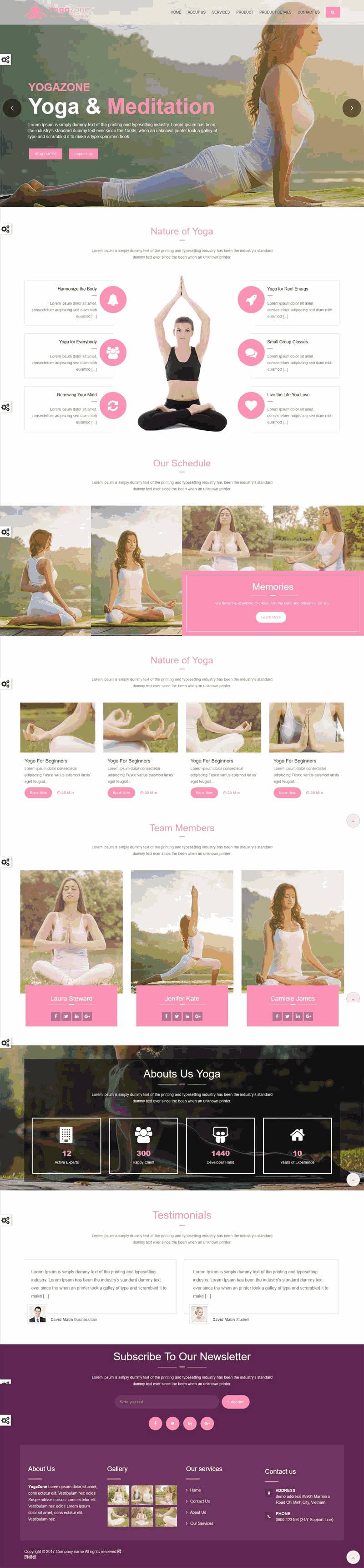 粉色的瑜伽俱乐部视差网站制作_网站建设模板演示图