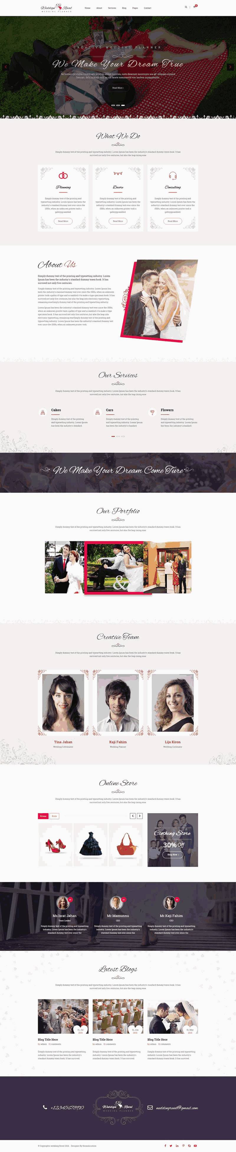 大气婚纱摄影婚礼策划公司WordPress模板主题演示图