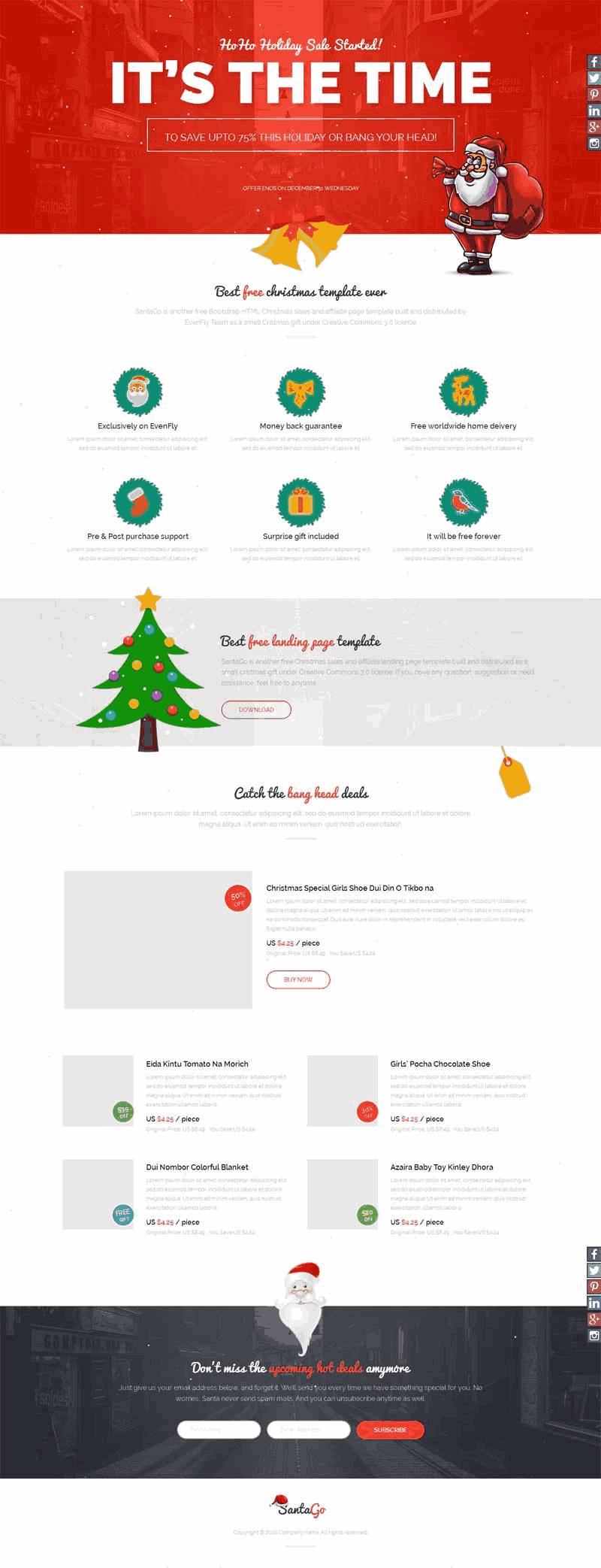 国外商品促销圣诞节专题网站WordPress主题下载演示图