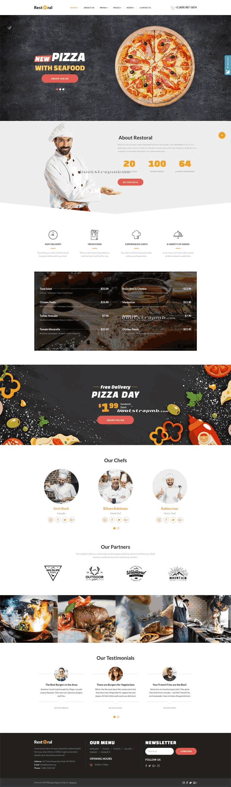 高端美食餐厅bootstrap网站制作_网站建设模板演示图
