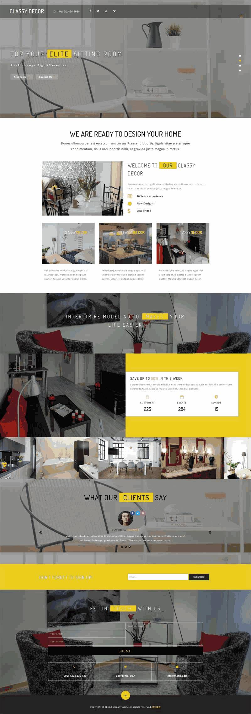 大气宽屏的室内家具装饰公司网站制作_网站建设模板演示图