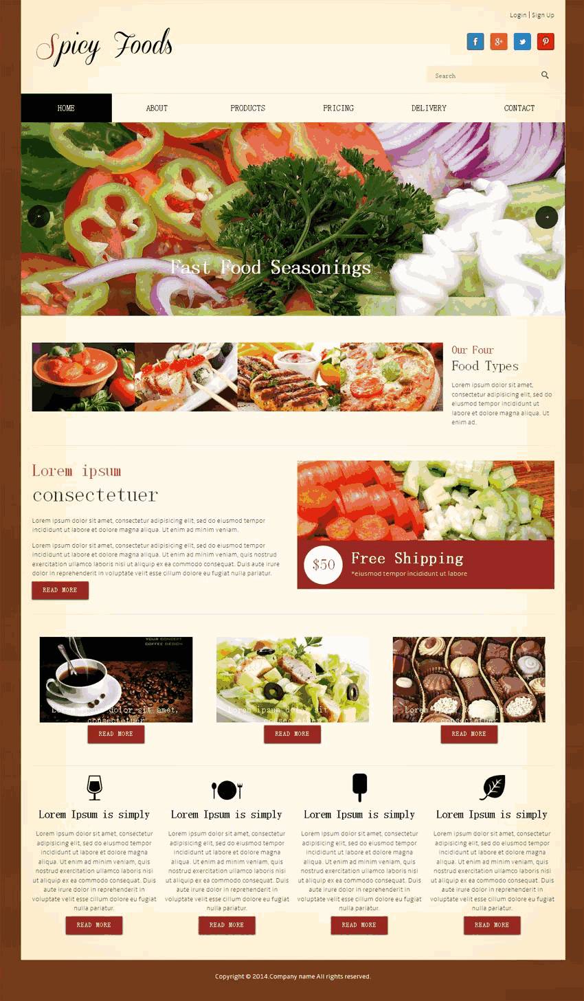 国外设计西餐美食网站WordPress模板含手机站演示图
