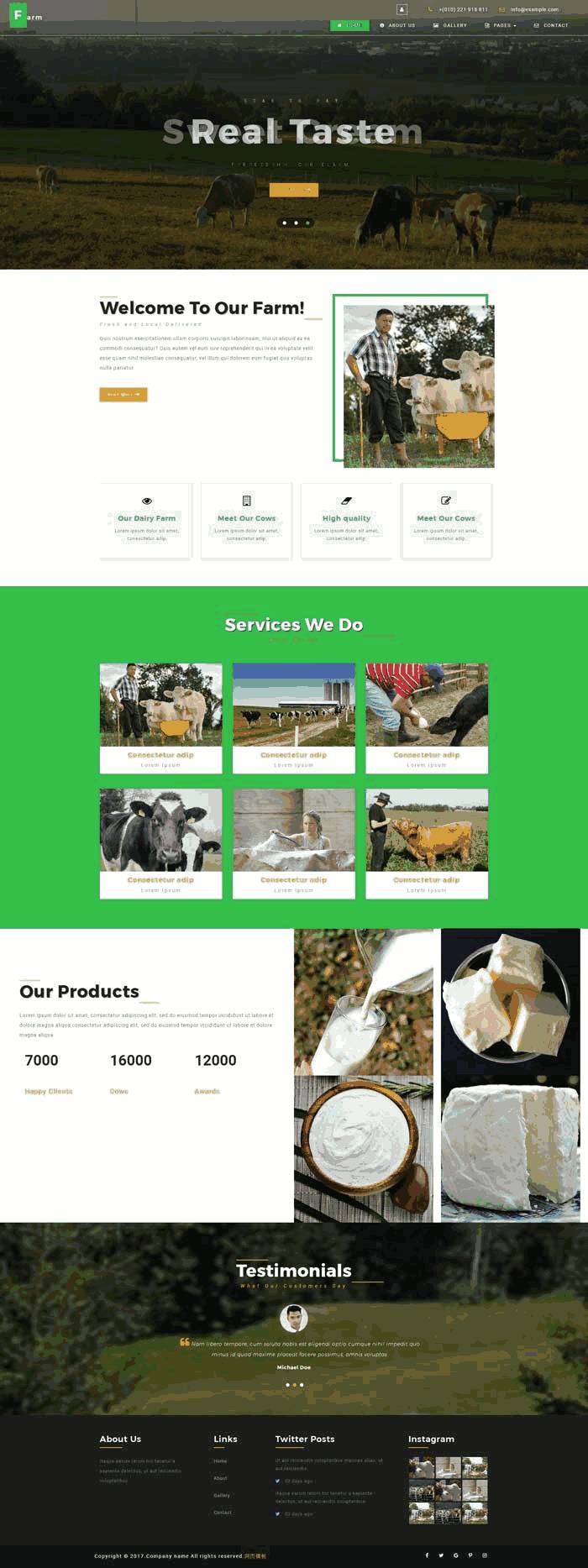 绿色的奶牛养殖场基地介绍网站制作_网站建设模板演示图