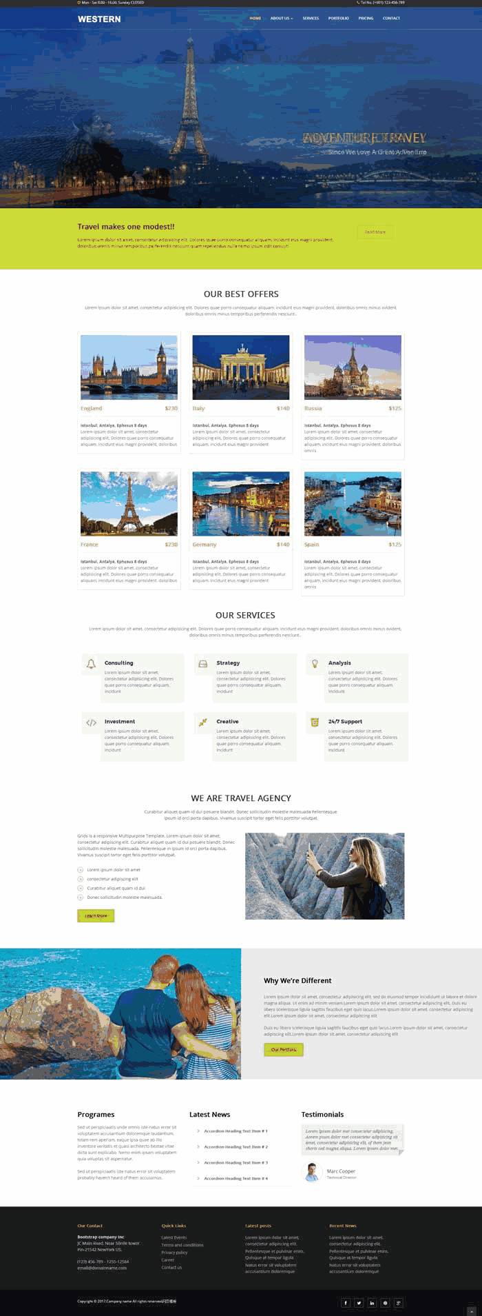 大气国外旅游攻略类网站WordPress主题模板演示图