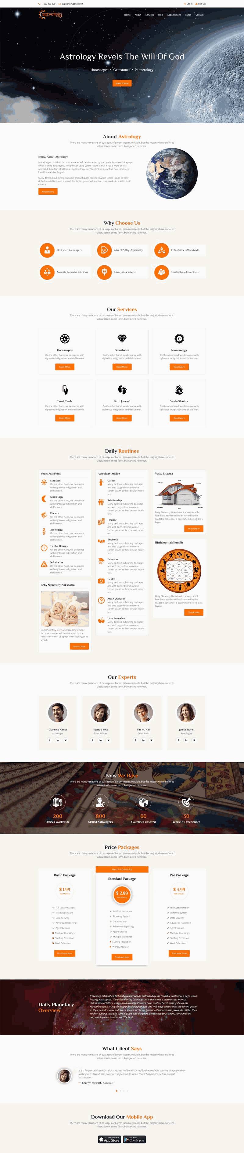 橙色大气的房屋求风水网站制作_网站建设模板演示图