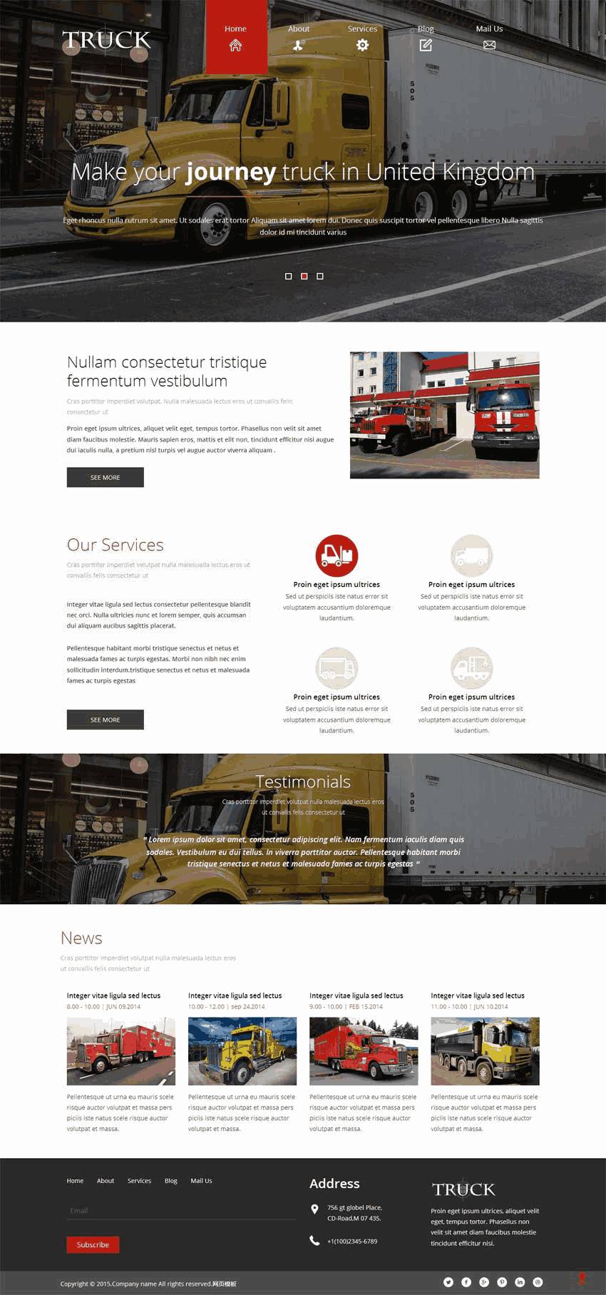 国外宽屏重型卡车公司网站含手机站WordPress模板下载演示图