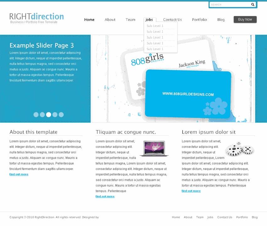 蓝色的名片画册设计公司首页网站制作_网站建设模板演示图