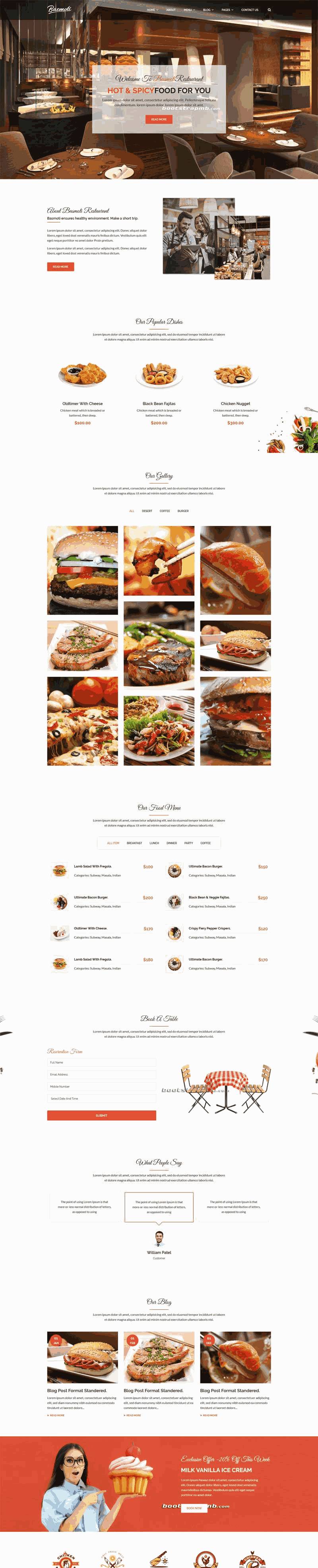 大气的餐饮行业bootstrap网站制作_网站建设模板演示图