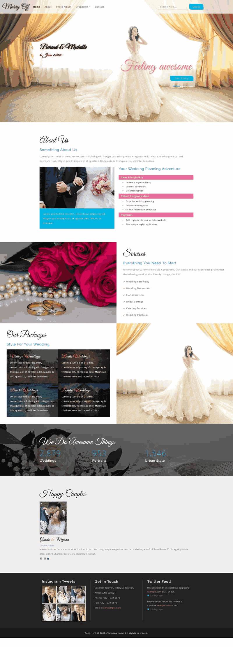 宽屏的婚纱摄影图片展示网站制作_网站建设模板演示图