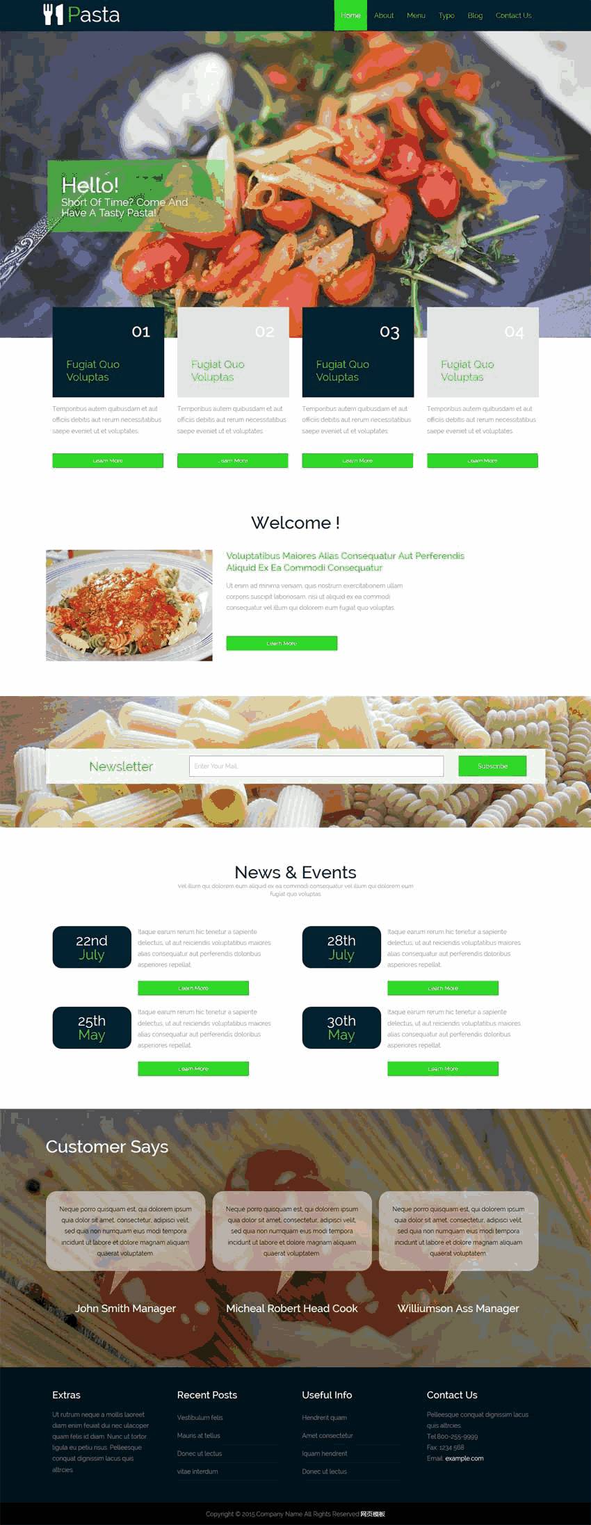 大气的Pasta意大利面餐厅网站制作_网站建设模板演示图