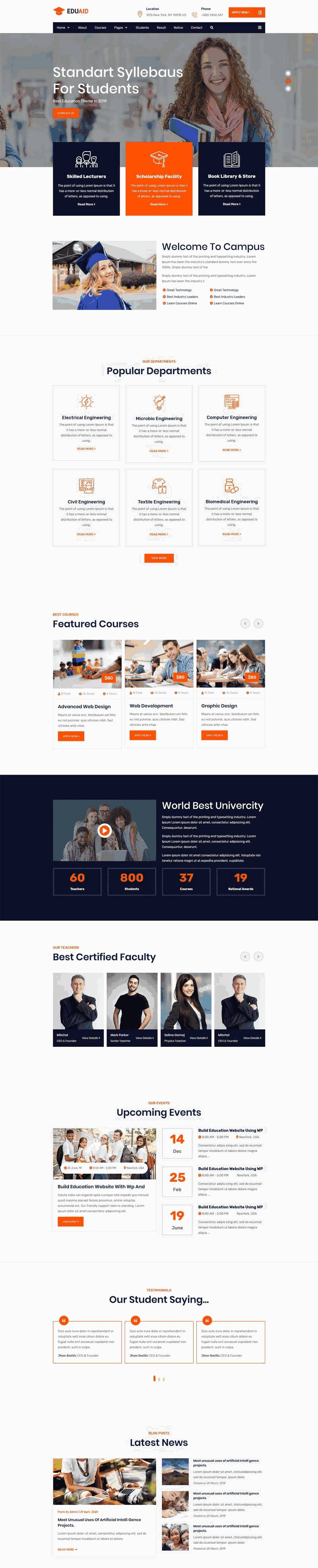 橙色的课程教育培训网站制作_网站建设模板演示图
