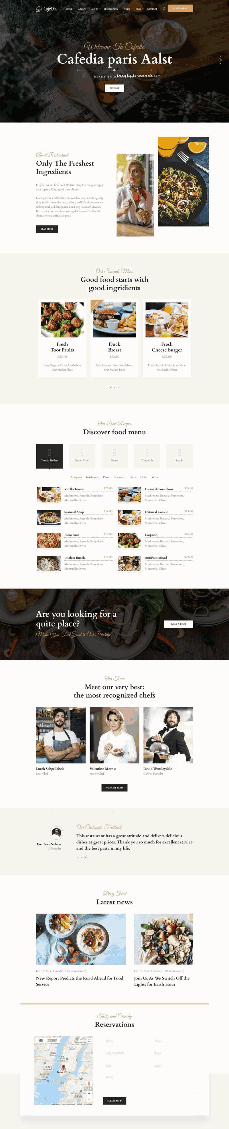 大气餐饮餐厅网站含手机站WordPress模板下载演示图