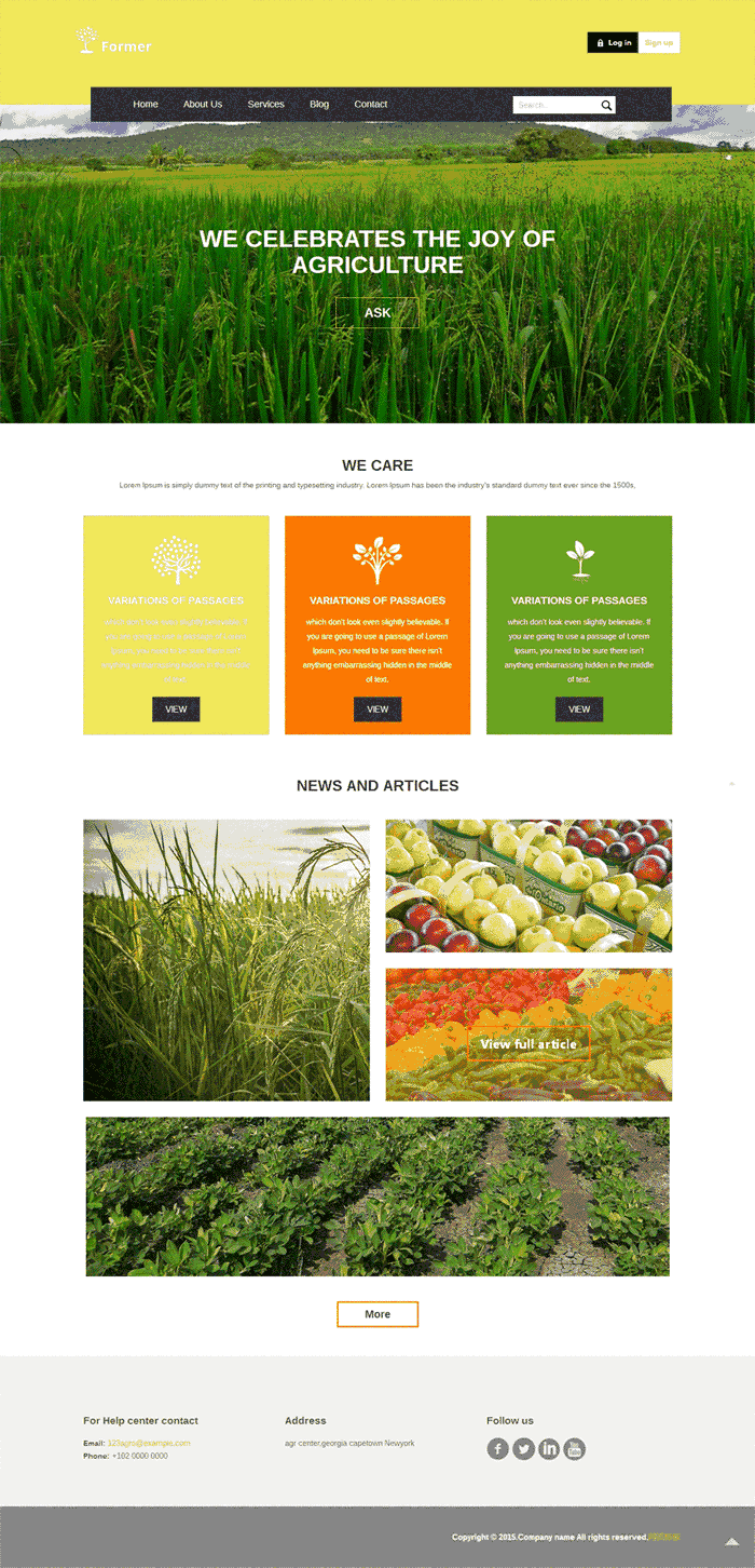 简约农产品种植自适应WordPress网站模板演示图