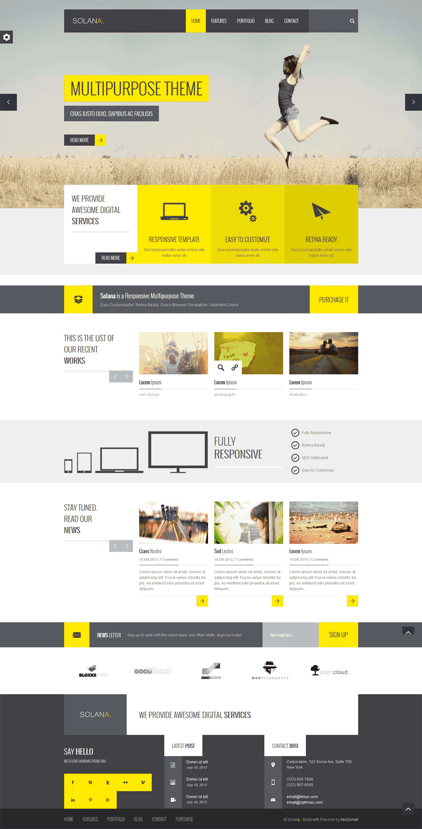 黄色设计公司html5网站制作_网站建设模板演示图