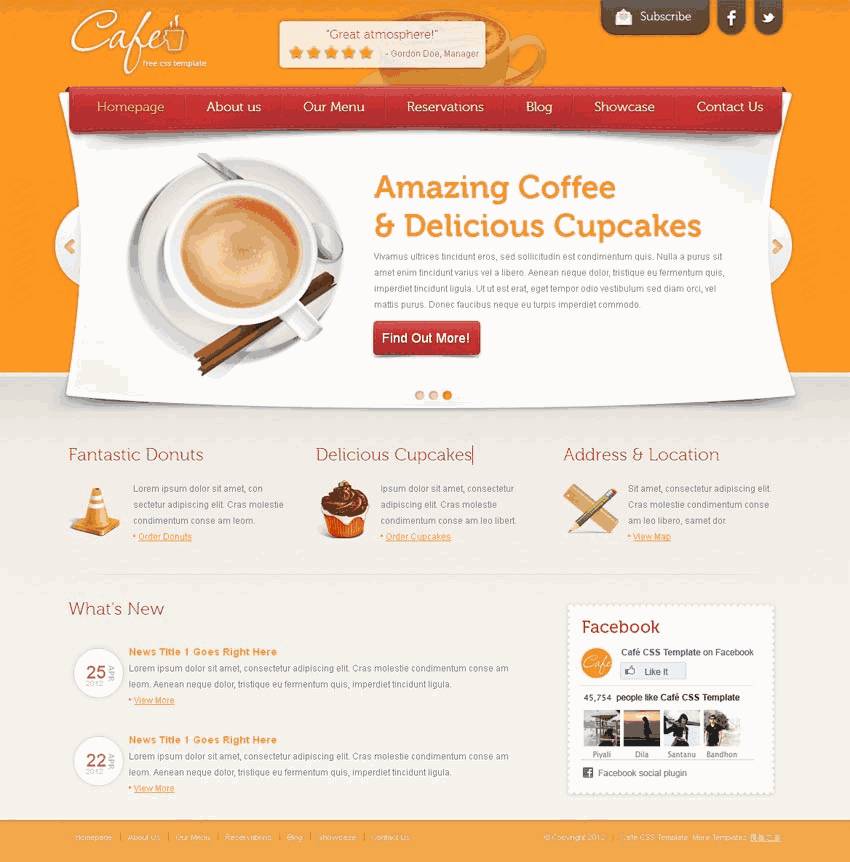 国外咖啡首页网站WP模板（PC+手机站）演示图