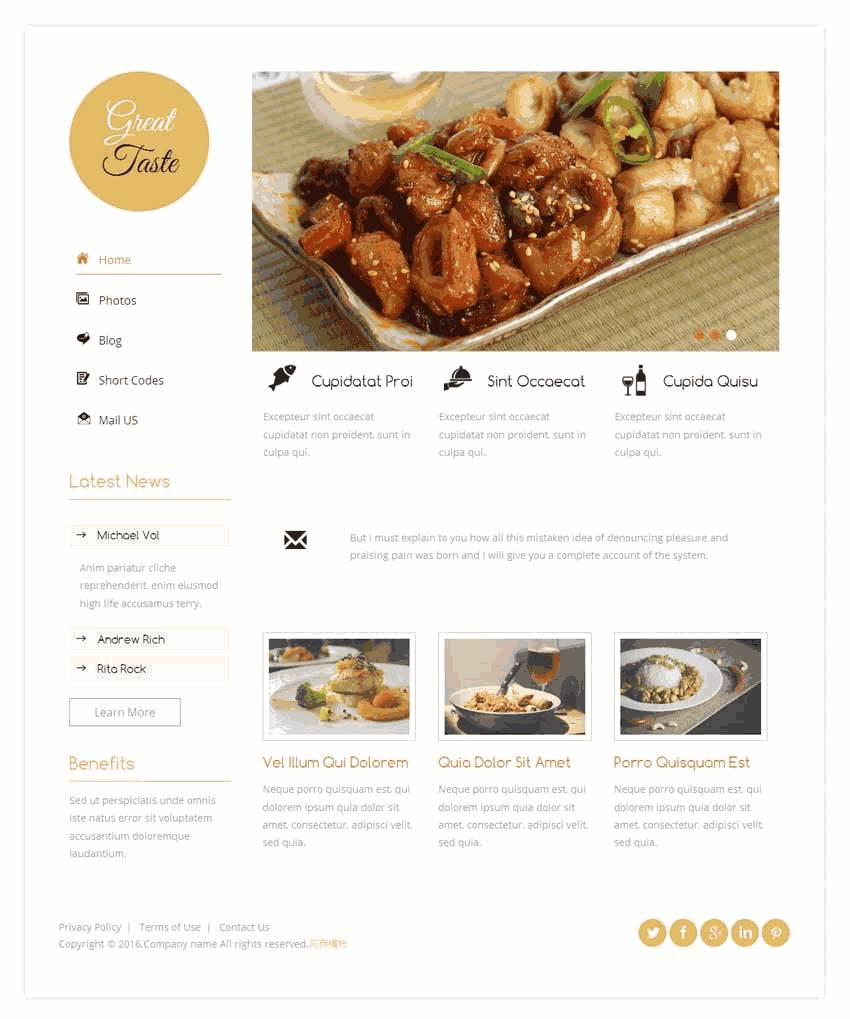 白色简洁的餐饮美食网站制作_网站建设模板演示图