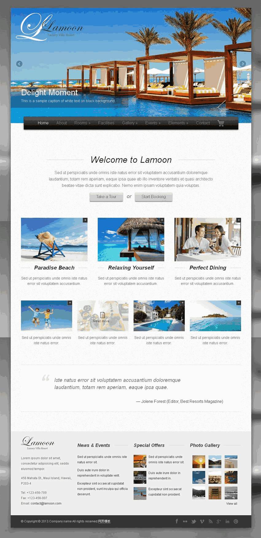 国外度假旅游网站WordPress模板带手机端演示图