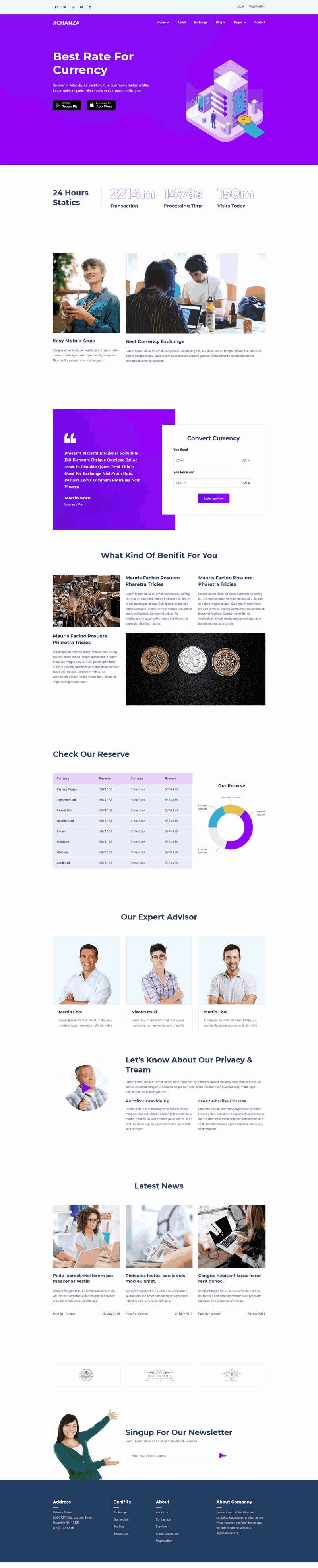 紫色的美元交易平台网站制作_网站建设模板演示图