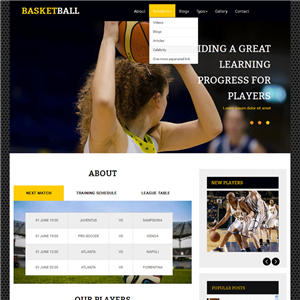 黑色的体育篮球俱乐部网站制作_网站建设模板