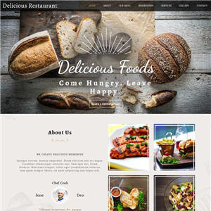 宽屏国外餐饮美食手机网站带手机端WordPress模板