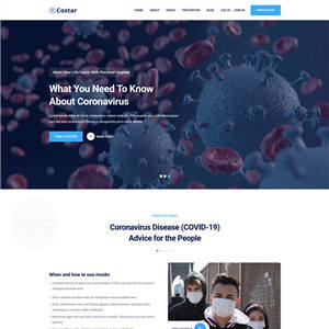 冠状病毒医疗预防宣传页面WordPress网站主题模板